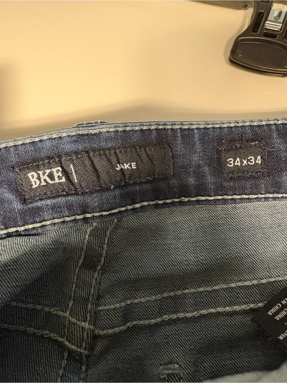 BKE Mens Mid-Blue Straight-Leg Jeans - size 34x34
